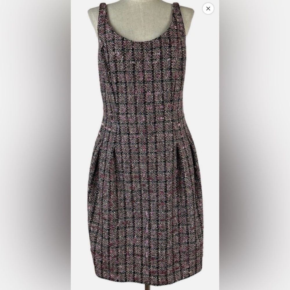 Carmen Marc Valvo Elegant Multicolor Tweed Dress - NWOT Size 14